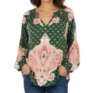 Lucky Brand blouse top green size small